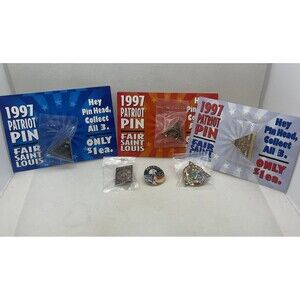 6 Vintage 1990s Patriot Fair St Louis Missouri Enamel Lapel Hat Pin Pinback